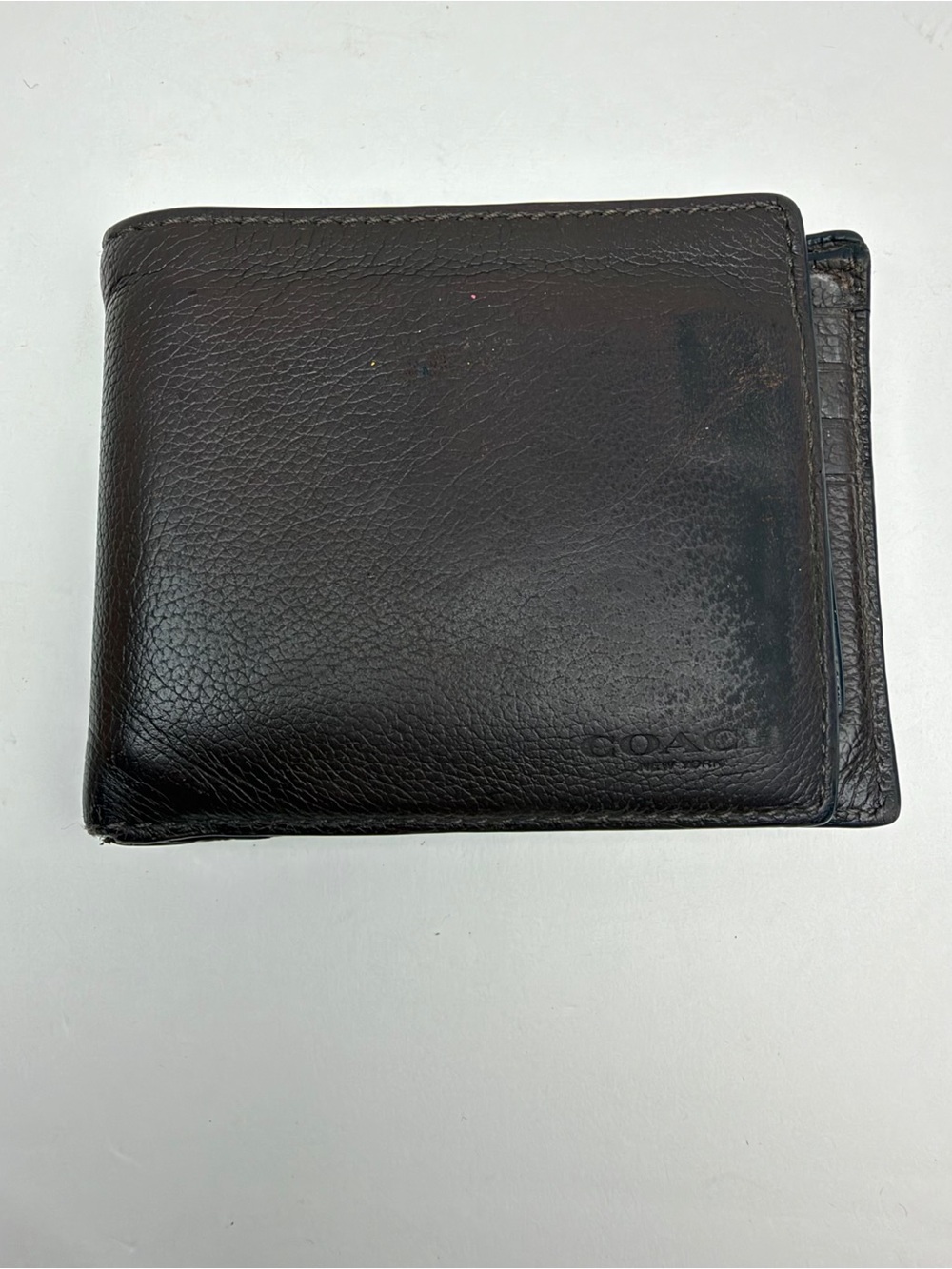 VtgCoach Men's Wallet Bifold Brown Leather ID Logo Credit Cards Bills Dark Brown
